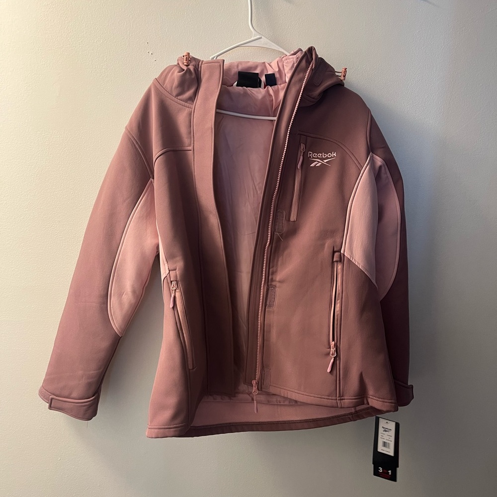 Reebok Black And Color rose  Women’s 100% Polyester 3 In 1 Systems Jacket Size M